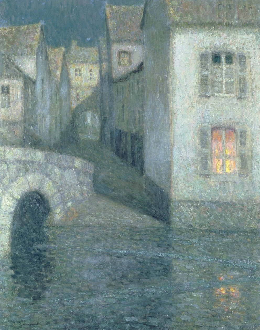 Henri Le Sidaner - Case sul fiume, Chartres, 1929